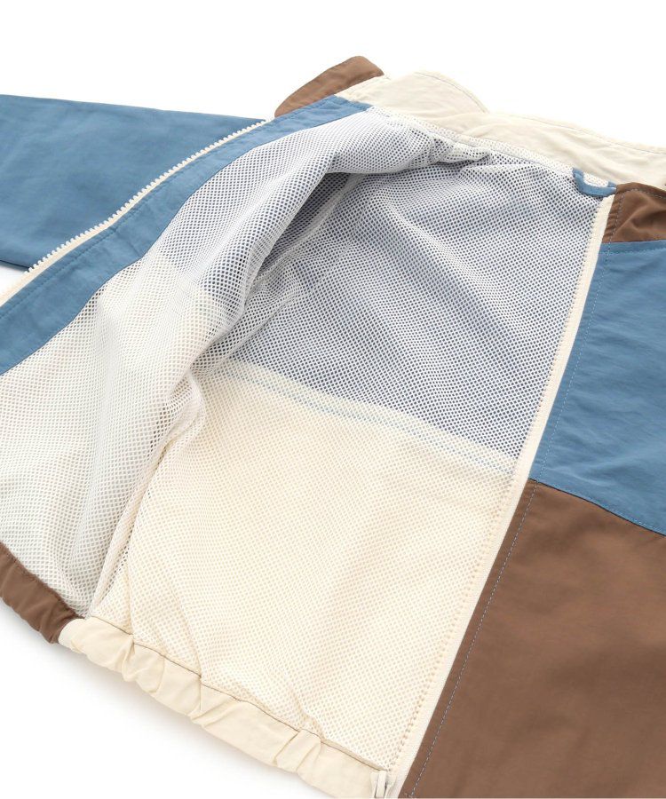 日本 apres les cours - 潑水加工 輕量印花風衣外套-撞色-藍棕系