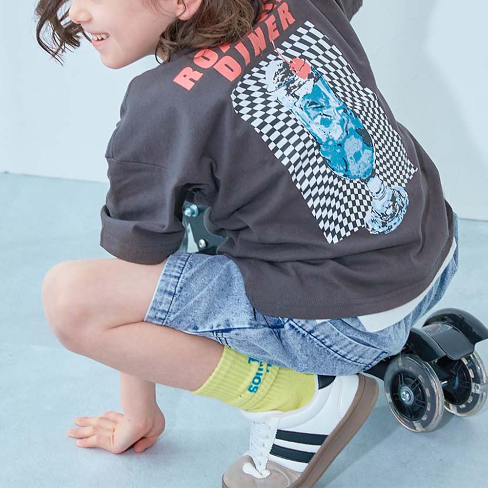 100%棉 定番印花短袖上衣-冰淇淋蘇打-炭黑