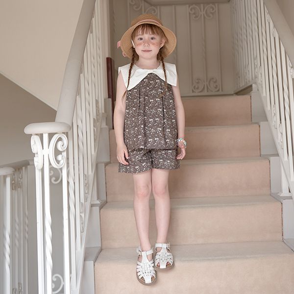 日本 Lycee mine - 可愛水手領無袖上衣-格子-粉紅