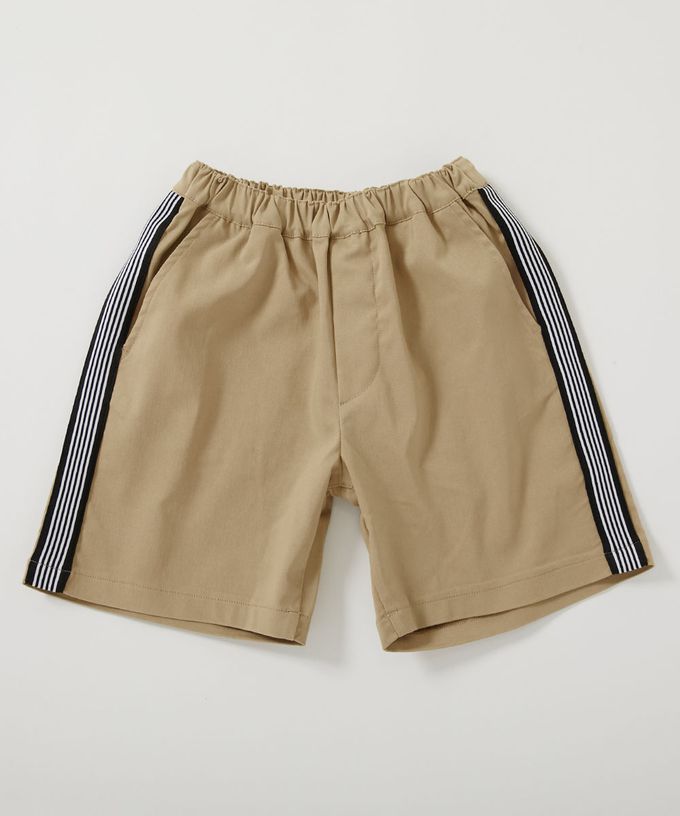 日本 devirock - 嫘縈舒適側邊條紋短褲-墨綠