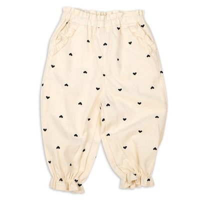 akachan honpo - 10分褲-荷葉邊 燈心絨-象牙白色