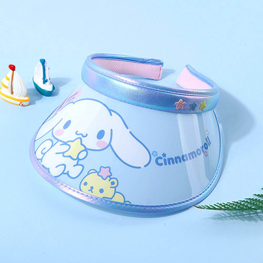 透氣網眼炫彩大帽簷遮陽帽-卡通人物大耳狗-藍 (頭圍約52~54cm)