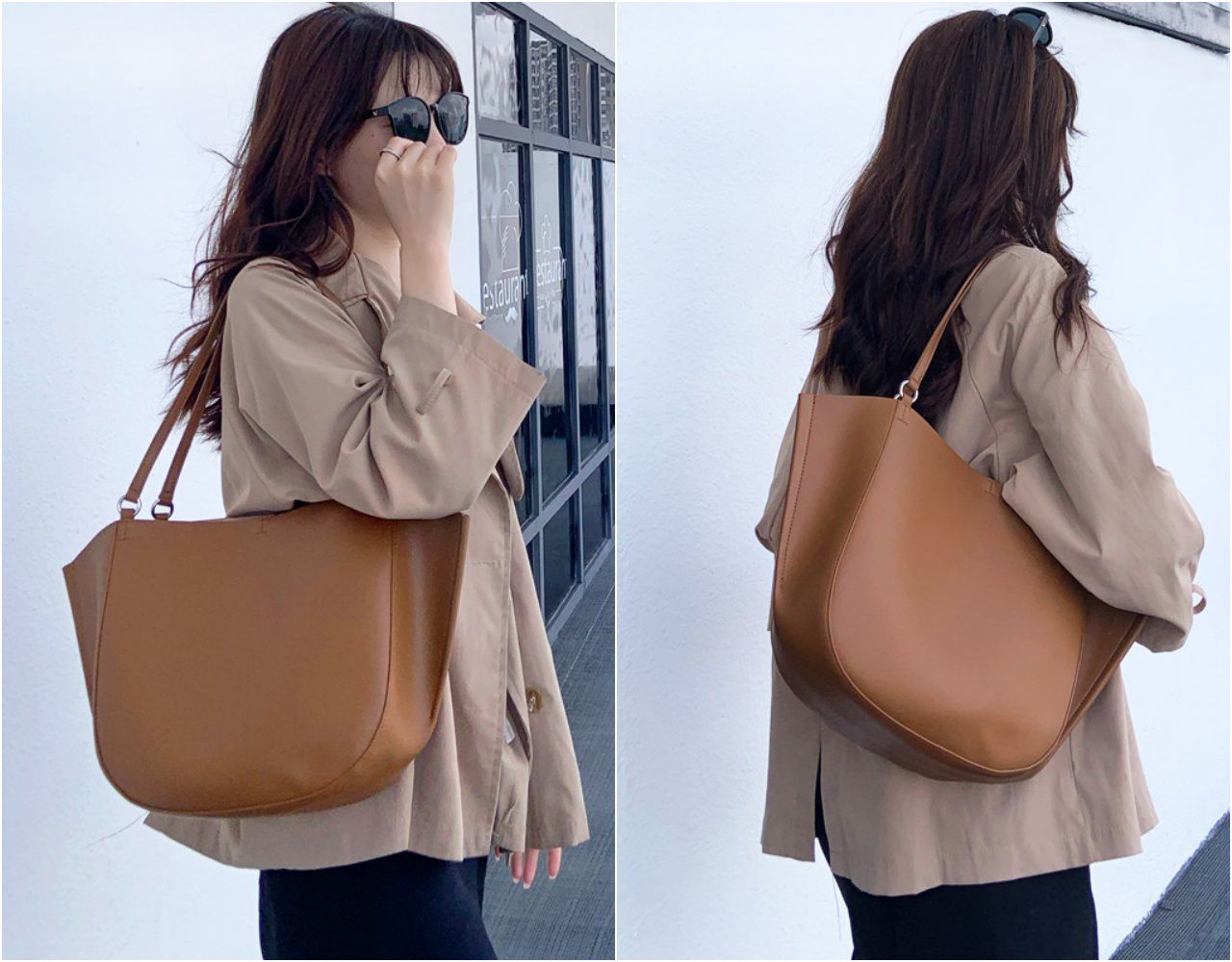 真皮大容量翅膀托特包(A4/13吋筆電可放)-附拉鍊內袋-藍色 (46x12x25cm)