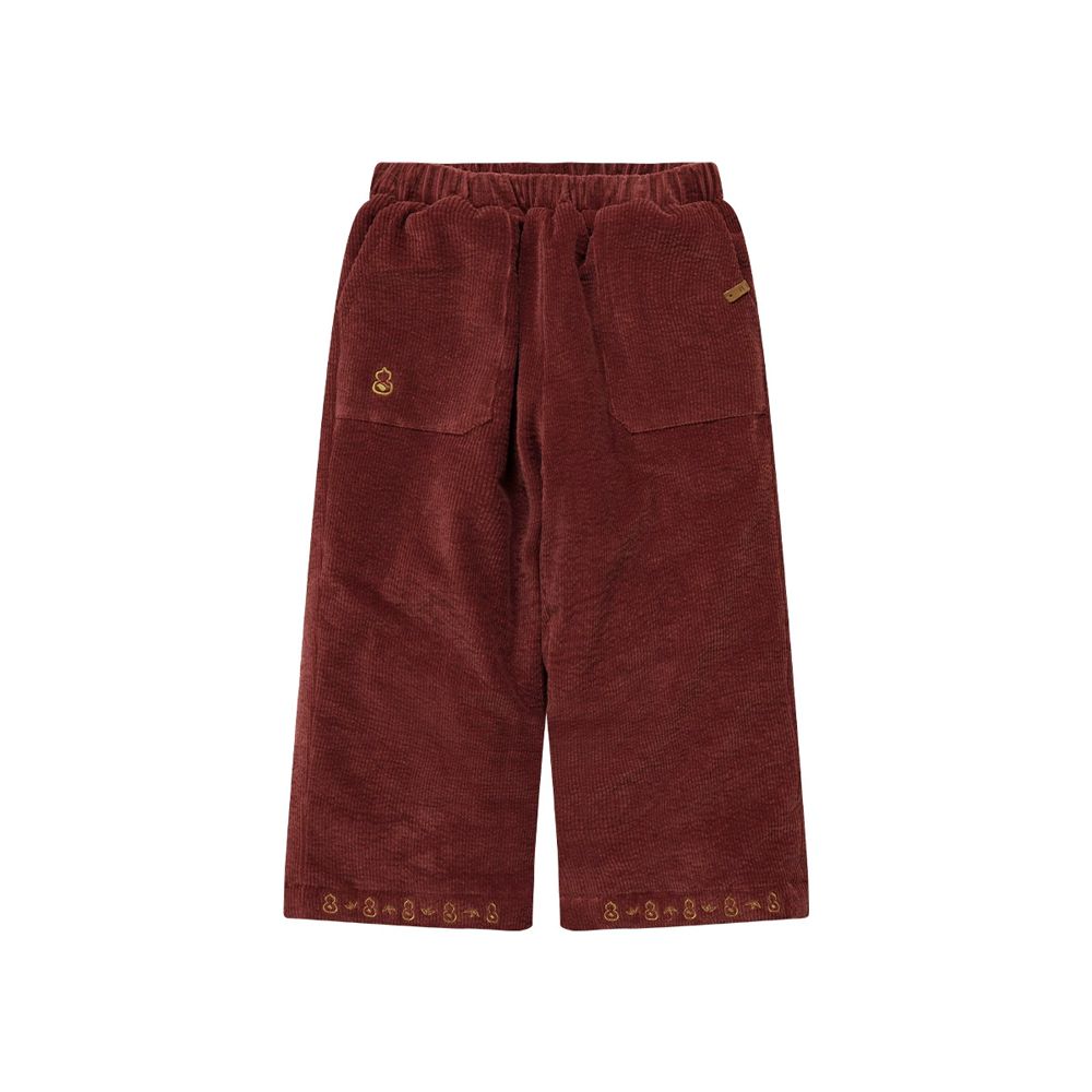 高彈鋪棉燈芯絨長褲-紅運綿綿