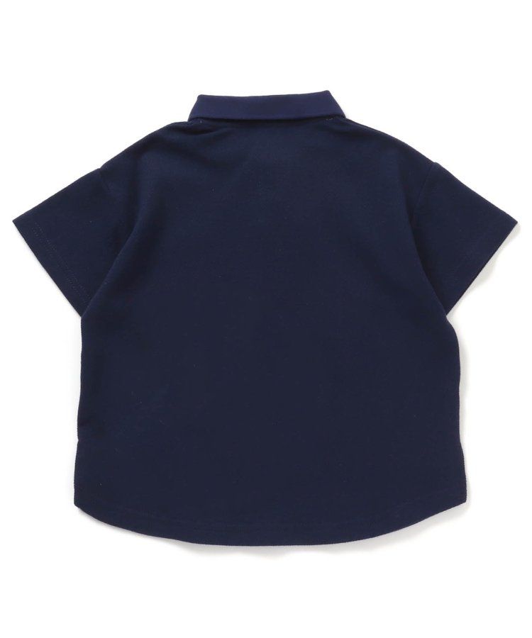 日本 BREEZE - 童趣動物刺繡短袖POLO衫-滑板鴨-深藍