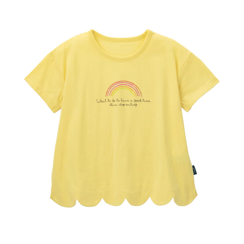 日本千趣會 - GITA 花朵衣襬印花短T-彩虹-黃