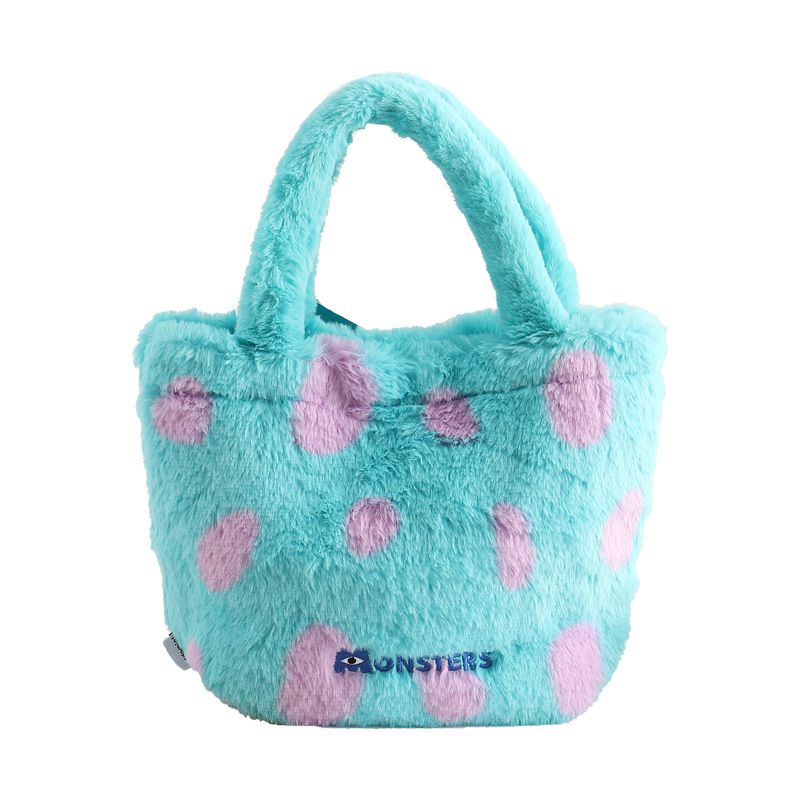 卡通毛茸茸造型手提包-卡通人物毛怪-藍色 (31x12x22cm)