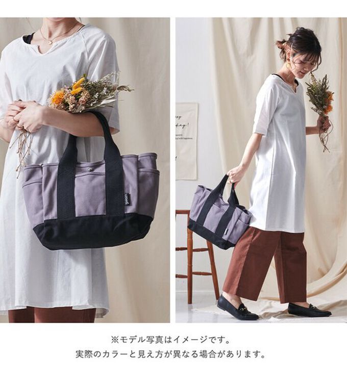 日本 LIZDAYS - 多格層帆布2way肩背/手提包-黑 (29x24x14cm)