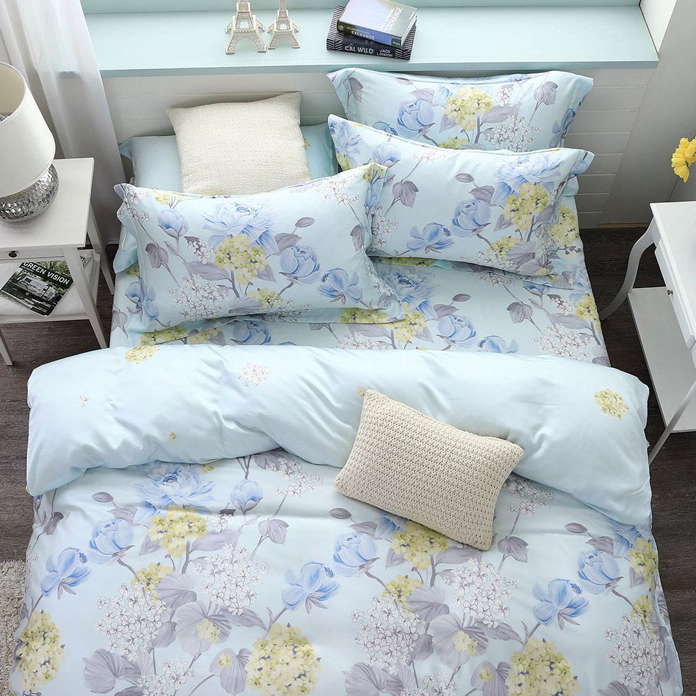 雙人床包枕套組 300織100%天絲 萊賽爾-維娜