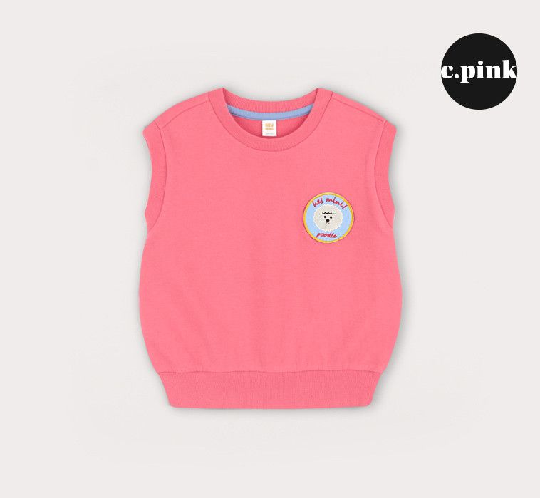 韓國 HEJMINI - 小狗徽章小背心-草莓粉