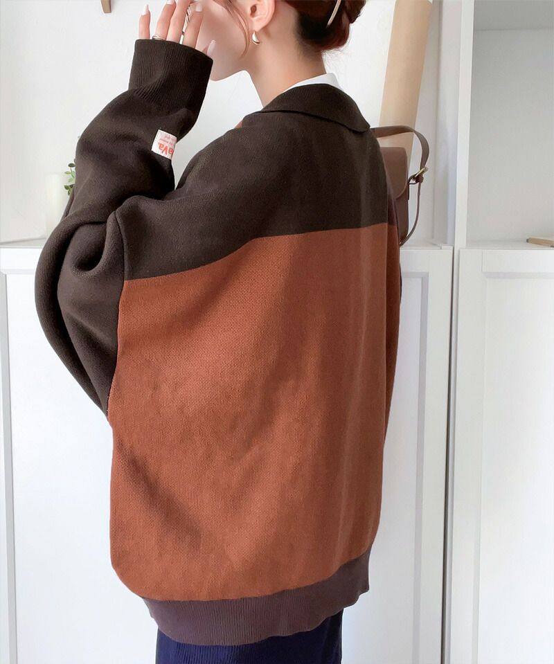 日本 Classical Elf - Java聯名 撞色條紋拉鍊針織薄外套-淺杏x米