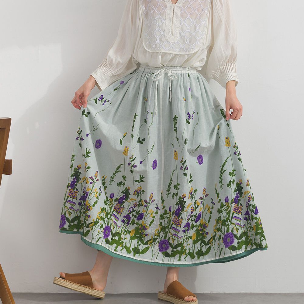 熱銷再販 2way雙面穿印度棉典雅長裙-白x湖水綠