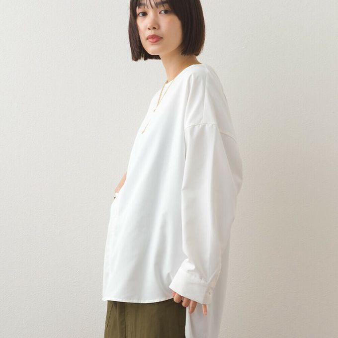 日本 OMNES - 圓弧優雅前短後長修身船領上衣-芥末黃