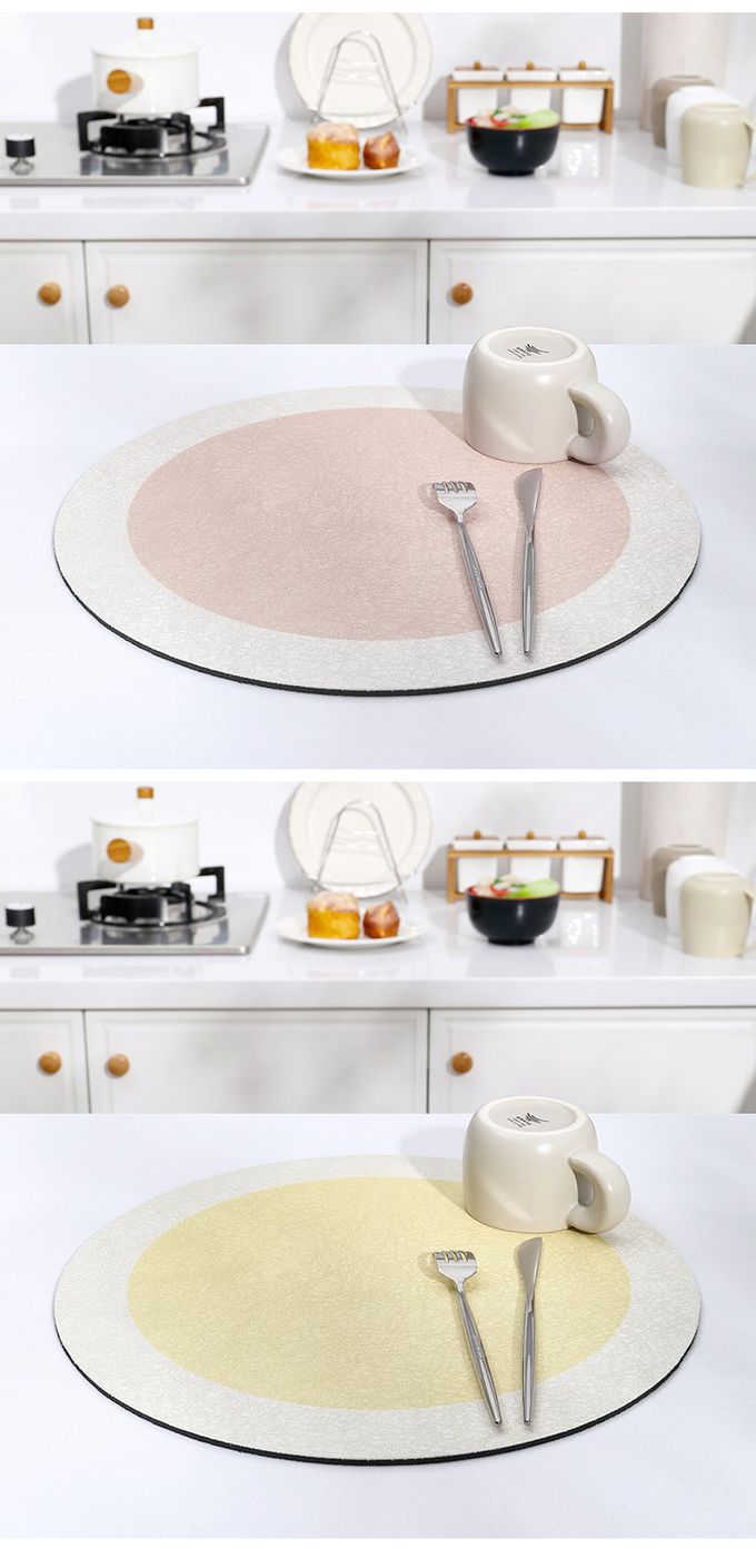 廚房/吧台吸水防滑隔熱墊-簡約圓圈-灰色