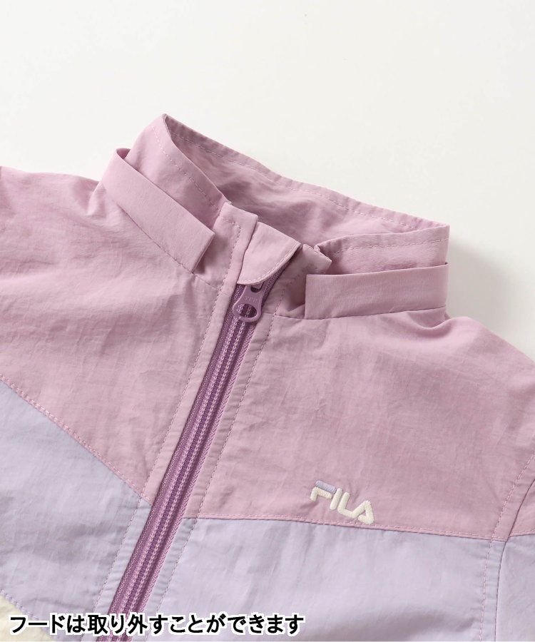 日本 apres les cours - FILA聯名 連帽可拆撞色風衣外套-摩卡x淺藍