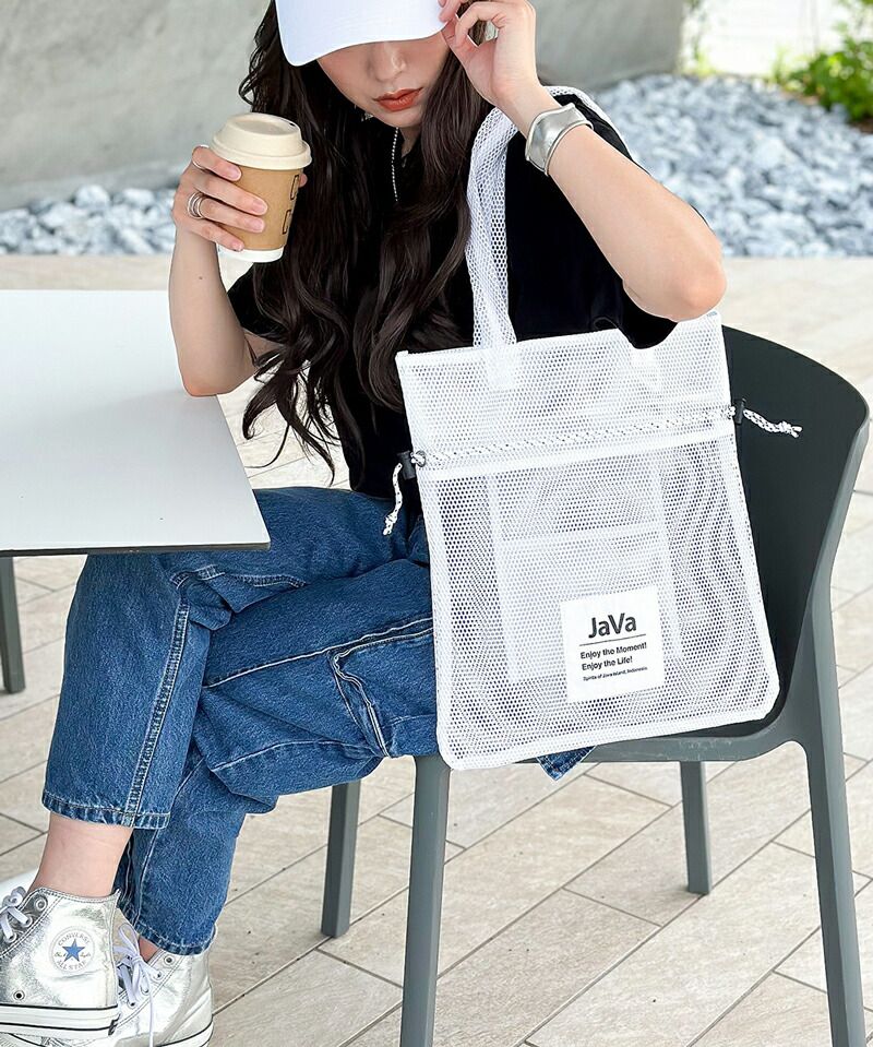 日本 Classical Elf - Java聯名 休閒抽繩洞洞提袋-深藍