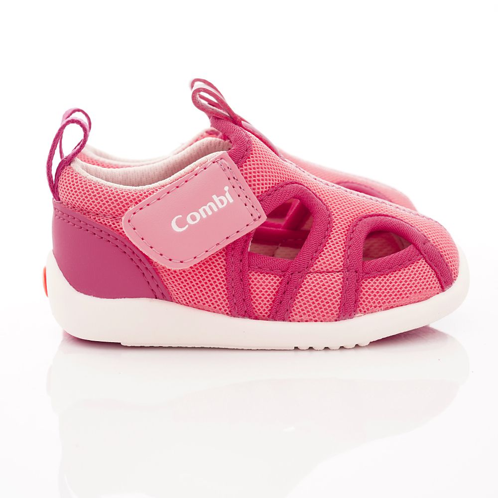 日本 Combi - 機能童鞋/學步鞋-護趾透氣學步涼鞋(寶寶段)-粉
