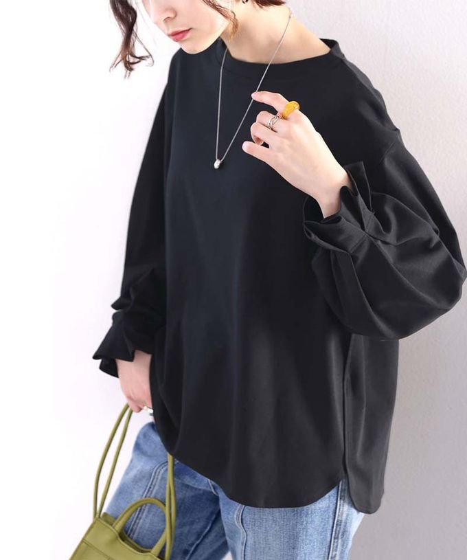 日本 Classical Elf - 100%棉 船領顯瘦糖果袖上衣-摩卡棕