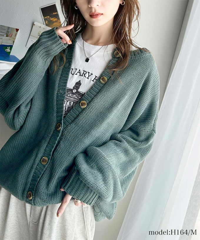 日本 Classical Elf - 雙面穿寬鬆針織鈕釦開襟衫-黑