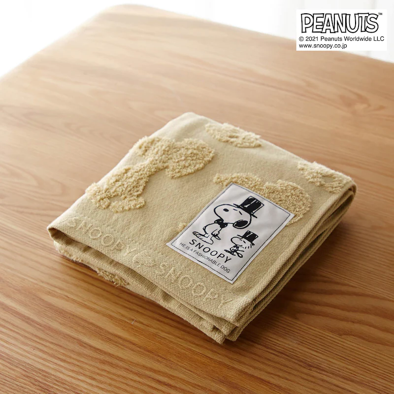 日本千趣會 - 史努比 日本製今治純棉長毛巾-立體剪影-杏 (34x80cm)
