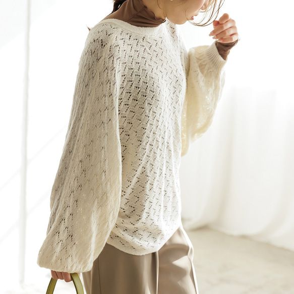 日本 ihuu - 毛海觸感鏤空針織2WAY開襟衫-淺灰