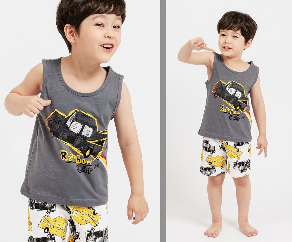 韓國 Mellisse - 韓製極致細柔無袖家居服(無螢光棉)-星空下的灰車車