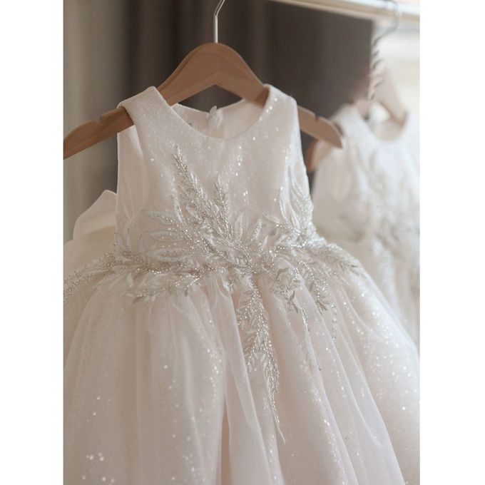 重手工高訂婚紗繡珠片蓬蓬白紗無袖小禮服