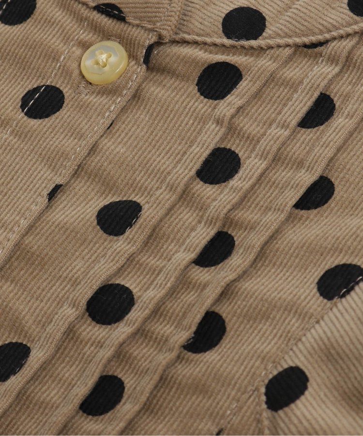 日本 apres les cours - 襯衫領微甜束口長袖洋裝-碎花-海軍藍