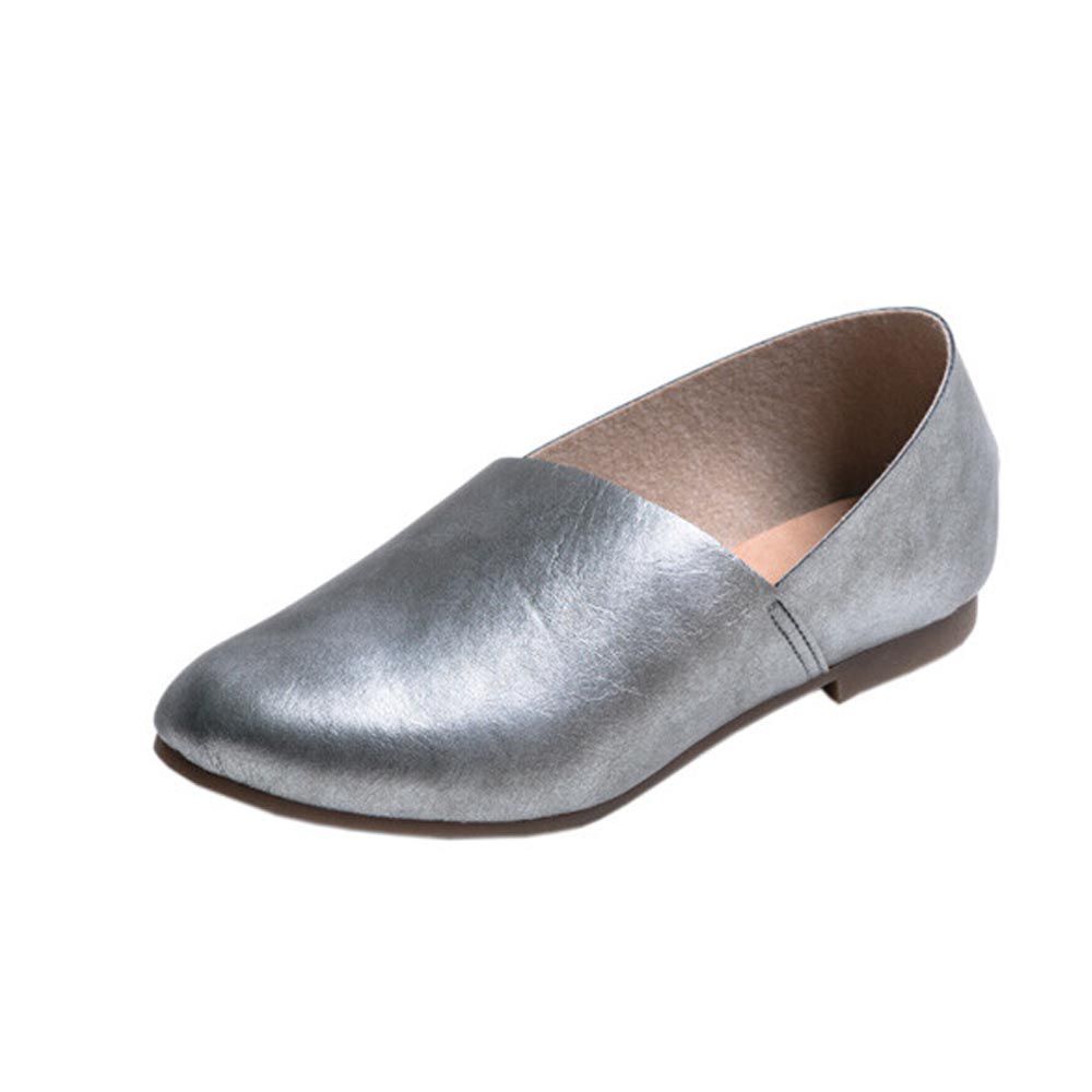 日本女裝代購 - 日本製 氣質簡約精靈平底鞋-時尚銀