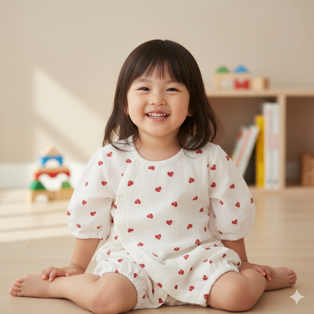 幼兒連身衣--愛心-紅色-日本製