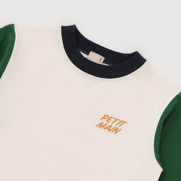 日本 petit main - 男孩俏皮長袖上衣-消防車-雜灰