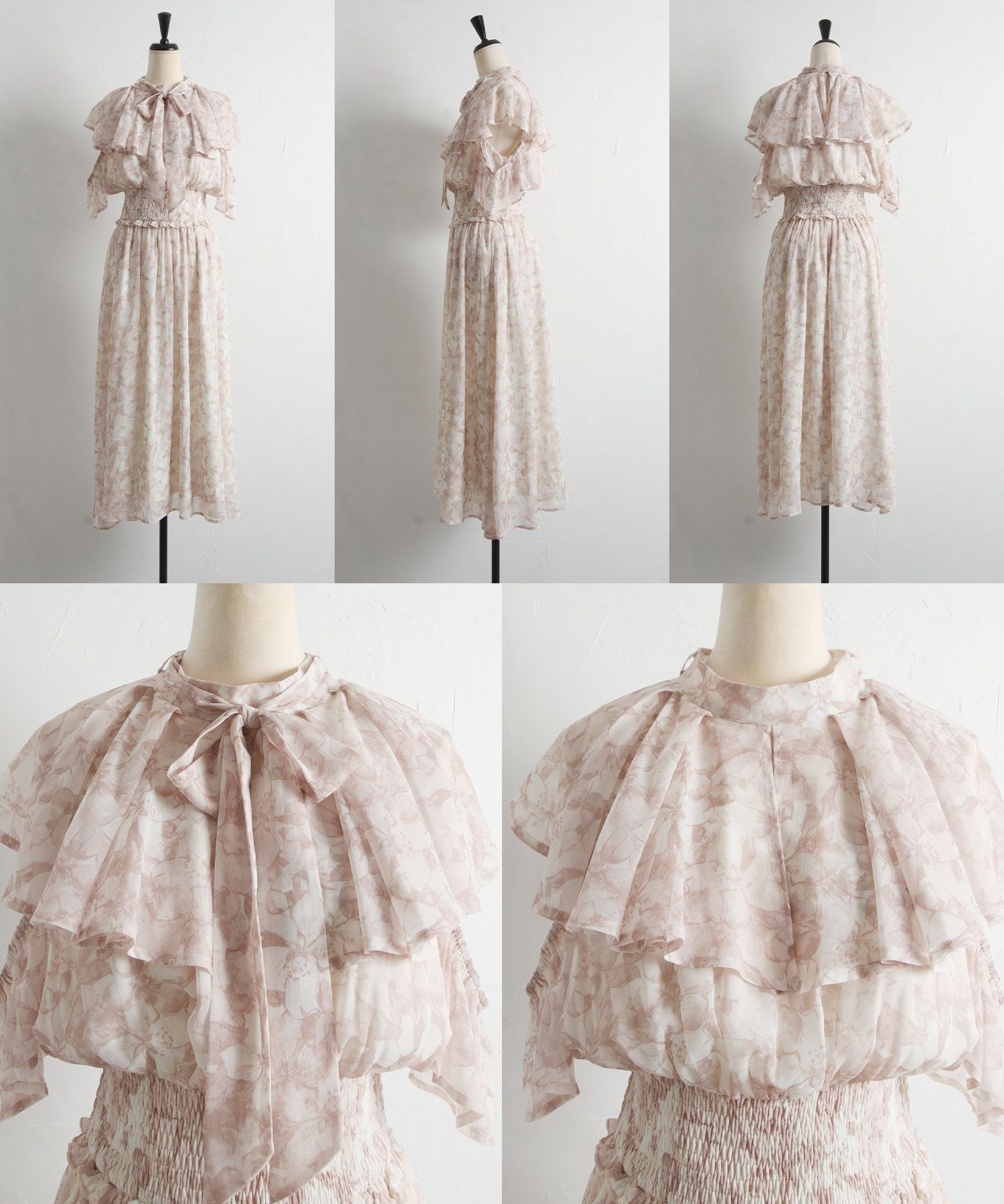 日本 tocco-closet - 浪漫時光碎花雪紡洋裝-寶貝藍