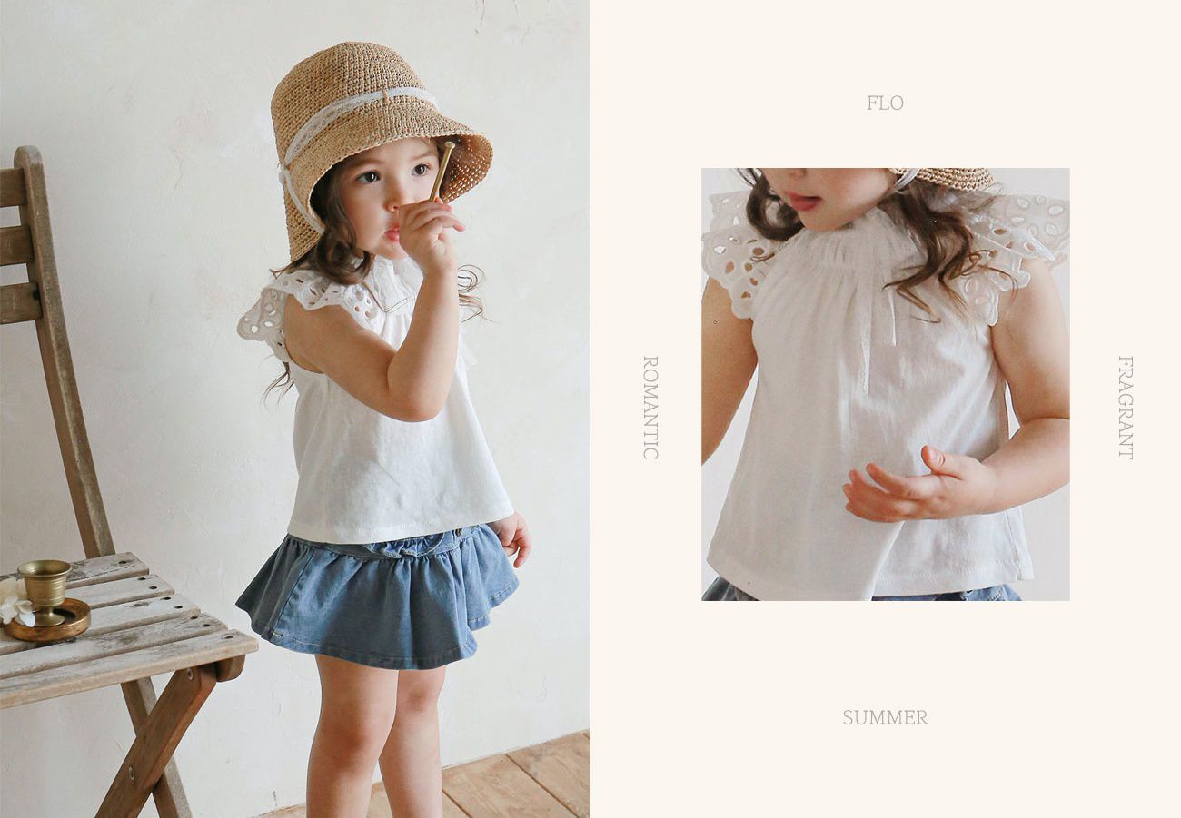 韓國 Puellaflo - 鏤空立體袖胸前抓皺上衣-象牙白