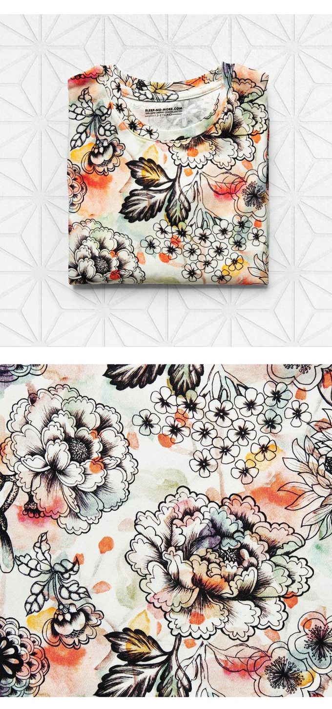 英國 SLEEP NO MORE - 100% 有機棉兒童短袖上衣-夢花卉