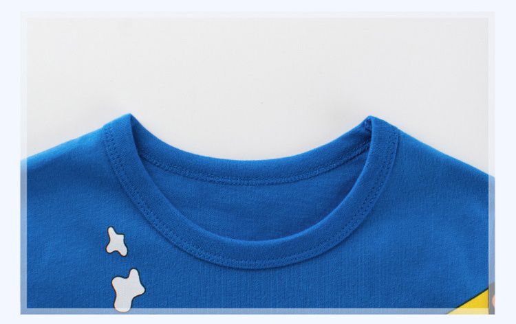 純棉長袖上衣-挖掘機-藍色