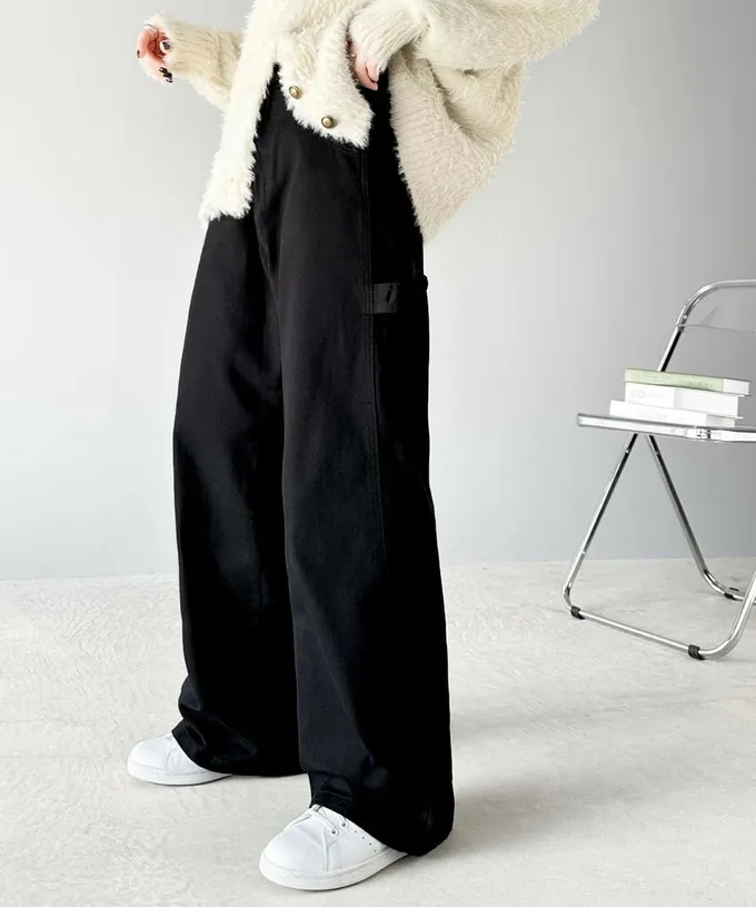 日本 Classical Elf - 超顯瘦厚磅百搭直筒褲-黑