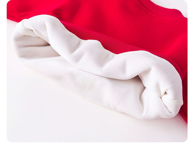 加絨喜氣洋洋長袖上衣-福氣熊熊-紅色