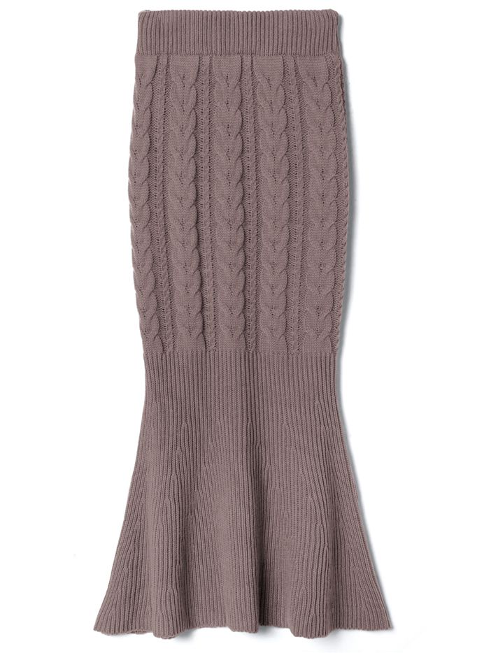 日本 GRL - 麻花編織針織毛衣+魚尾長裙套裝-時尚黑