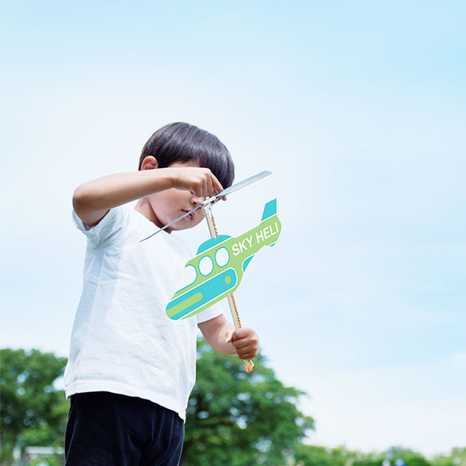 日本 AOZORA - 橡皮筋動力原理直升機-藍綠色(2入組)-藍綠色-2入組