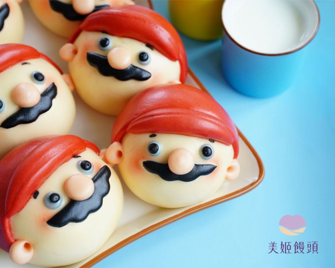 美姬饅頭 - 紅帽子叔叔鮮乳造型芝麻包-6入