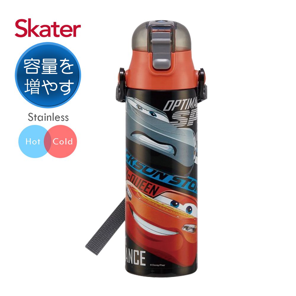 日本 SKATER - 兒童不鏽鋼(580ml)直飲保溫水壺-閃電麥昆(黑)