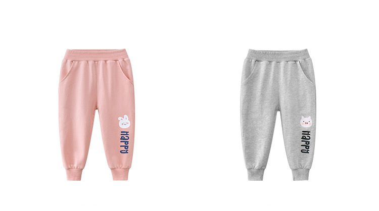 純棉縮口運動長褲-Happy熊熊-紫色