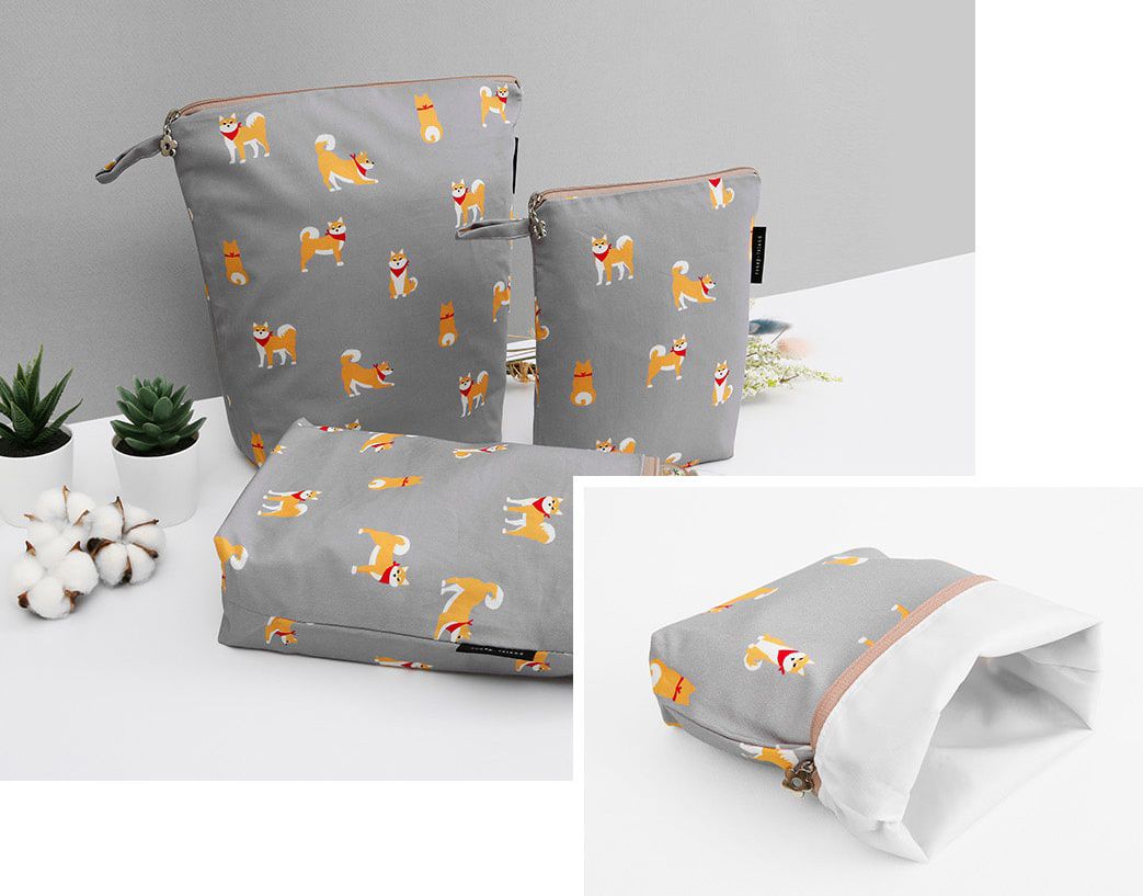 韓國 Coney Island - 防水多功能收納袋-領巾柴犬