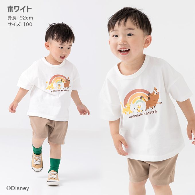 日本 Chil2 - 迪士尼聯名 純棉短袖上衣-小辛巴-奶油米