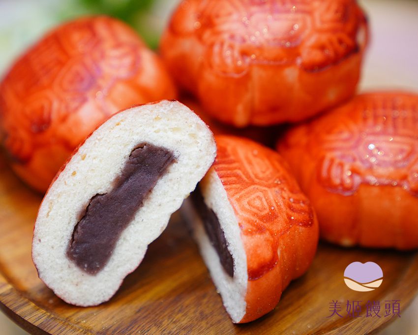 美姬饅頭 - 紅龜粿鮮乳造型紅豆包-6入-45g/顆