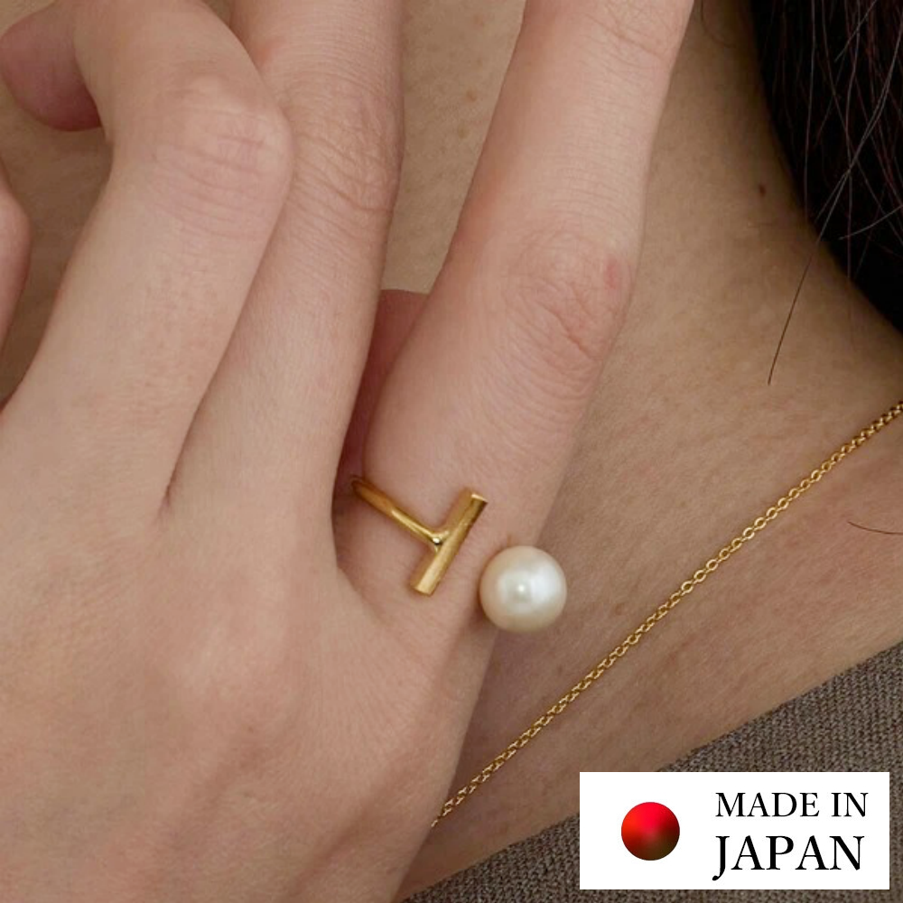 [樂天No.1]高雅質感珍珠擁抱戒指-長條