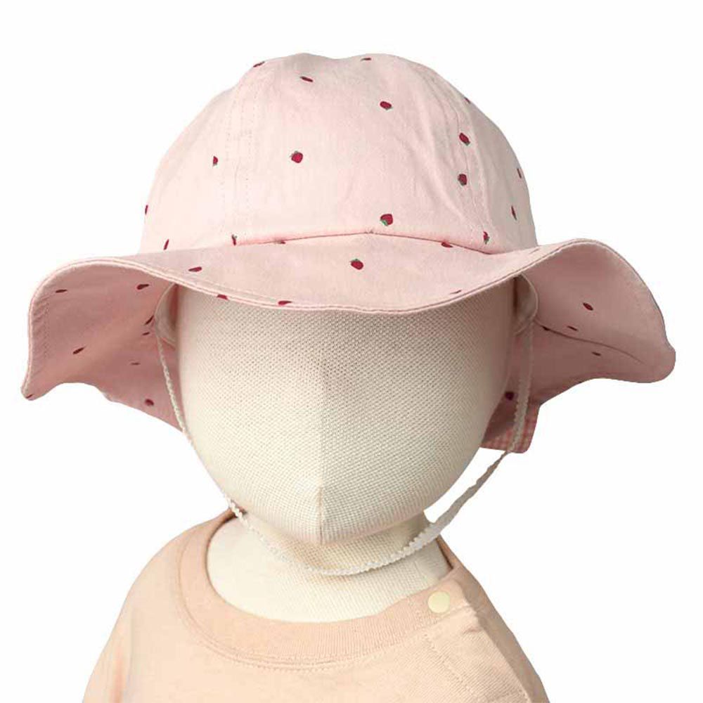 akachan honpo - 地鐵帽 草莓-附防曬遮陽布-粉紅色