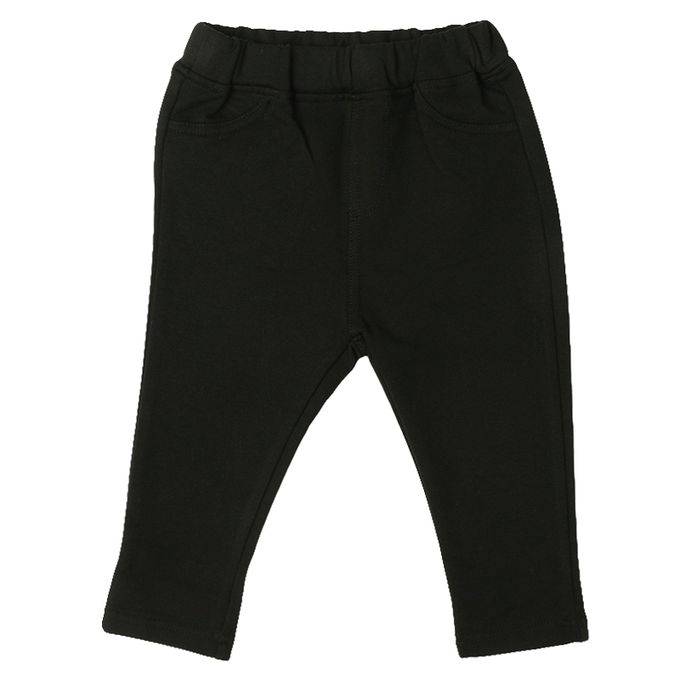 akachan honpo - 10分長經典褲 裏起毛-一般合身款-黑色