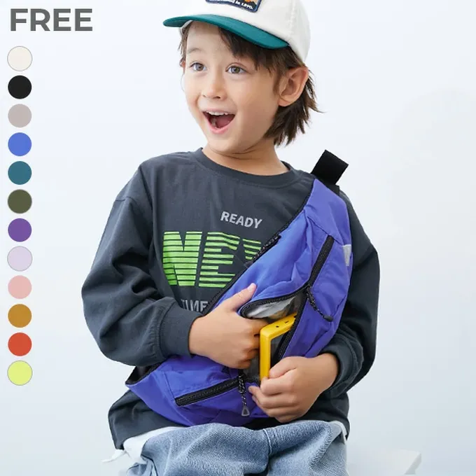 日本 devirock - 飽和色大容量側揹腰包(親子通用)-粉紅 (約17x43x11cm)