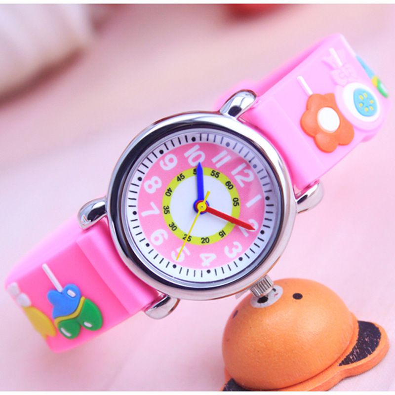 3D立體卡通兒童手錶-經典小圓錶-粉紅棒棒糖